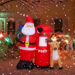 JOYDECOR 6 ft. Santa Claus with Postbox and Reindeer Christmas Inflatable with LED Lights thumbnail 7