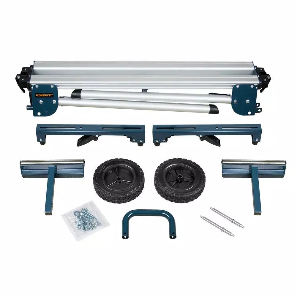 POWERTEC MT4004 Aluminum Miter Saw Stand with Wheels and Adjustable Feed Rollers