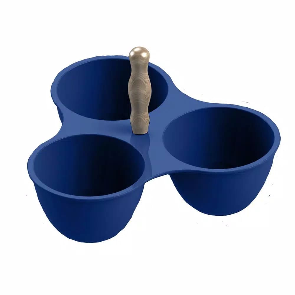 Unbranded Cobalt Casita 3-Section Melamine Divided Serving Dish, Blue and White Mexican Pottery Pattern