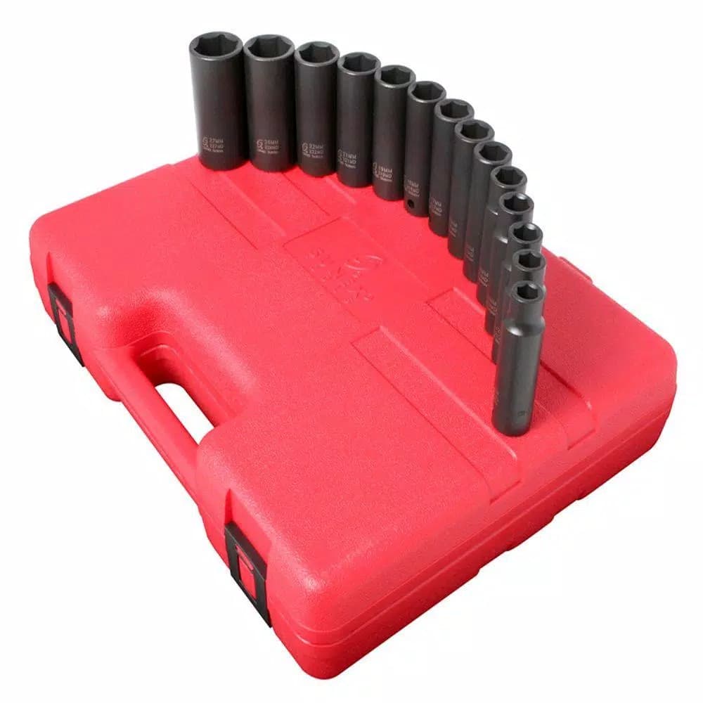 Sunex Tools 1/2 in. Drive Deep Metric Impact Socket Set, 14-Piece