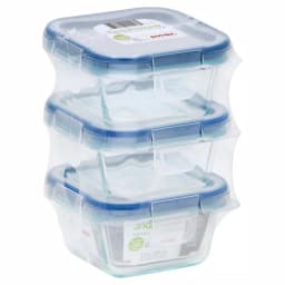 Snapware Total Solutions 1-Cup Glass Square Food Storage Container Set, 6-Piece (3 Containers with Lids) thumbnail 2