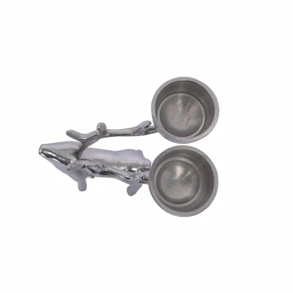 Unbranded 8.5 in. Silver Aluminum Reindeer Tea Light Candle Holder - Set of 1
