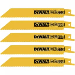 DEWALT 6 in. Bi-Metal Reciprocating Saw Blade, 10/14 TPI, Straight Back (5-Pack) thumbnail 1