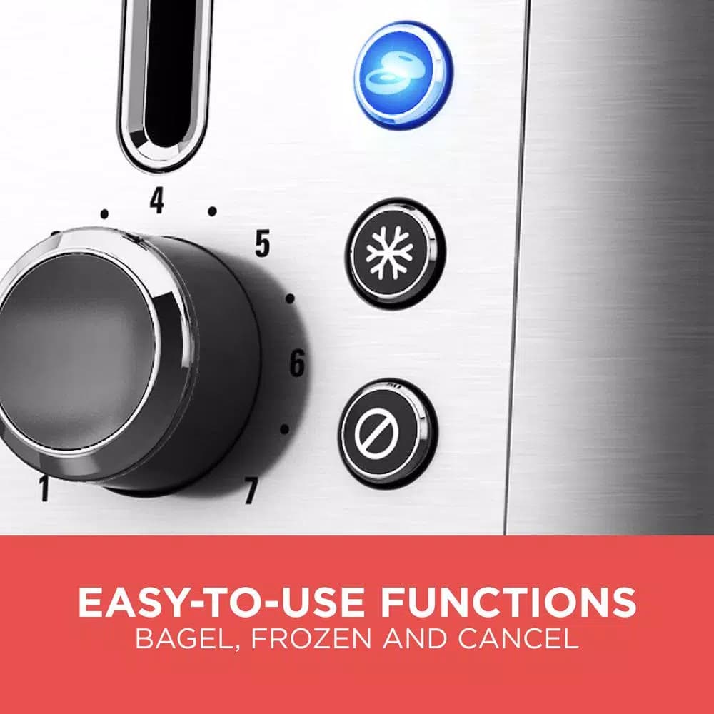 BLACK+DECKER Rapid Toast 2-Slice Stainless Steel Wide Slot Toaster, 1200W