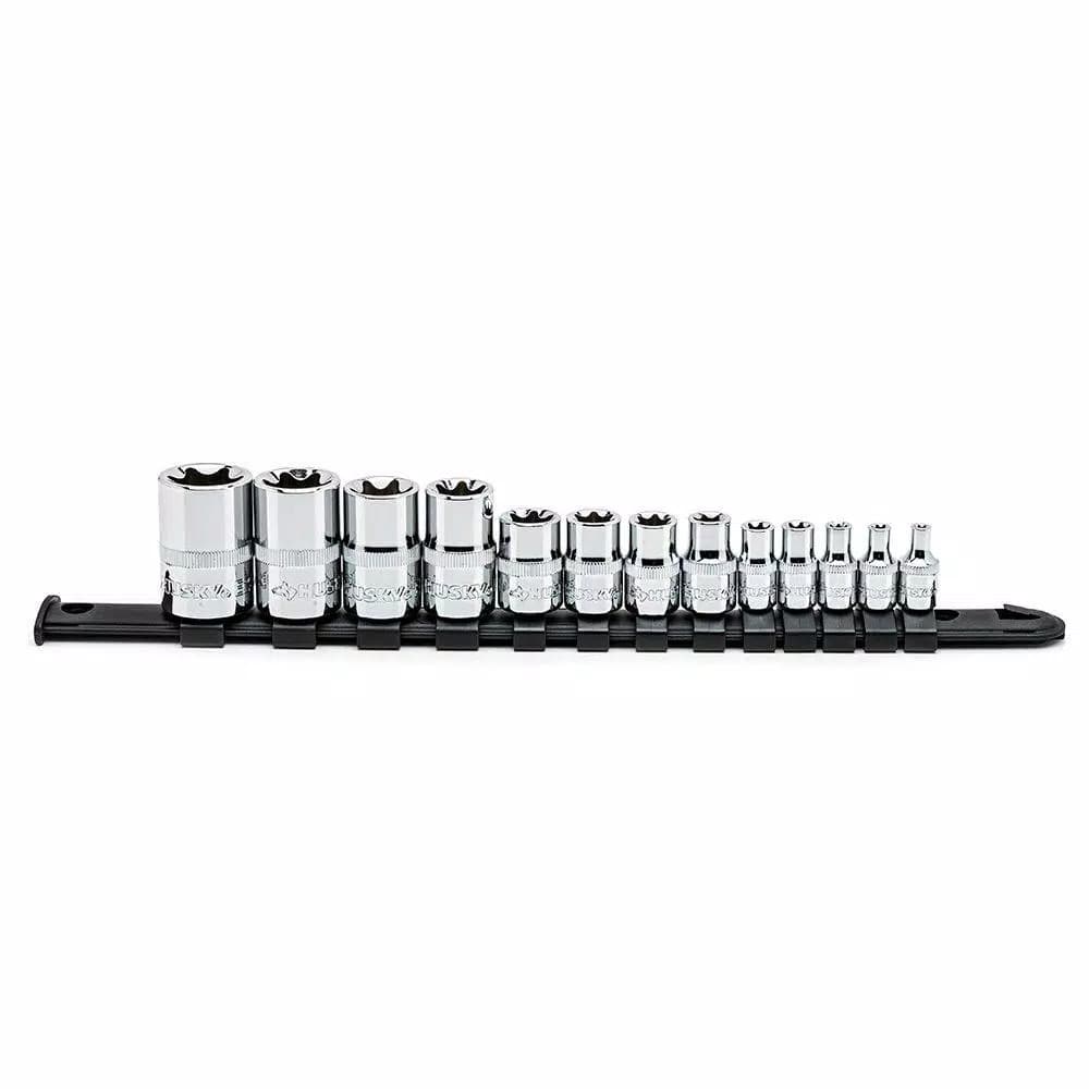 Husky 13-Piece E-Torx Socket Set, 1/4 in., 3/8 in., and 1/2 in. Drives