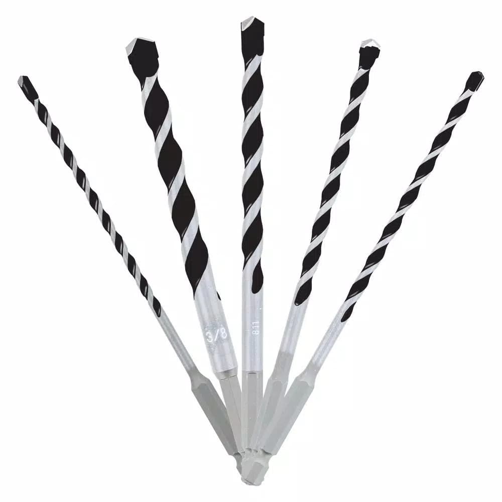 Diablo Multi-Material Carbide Tipped Hammer Drill Bit Set, 5-Piece Hex Shank