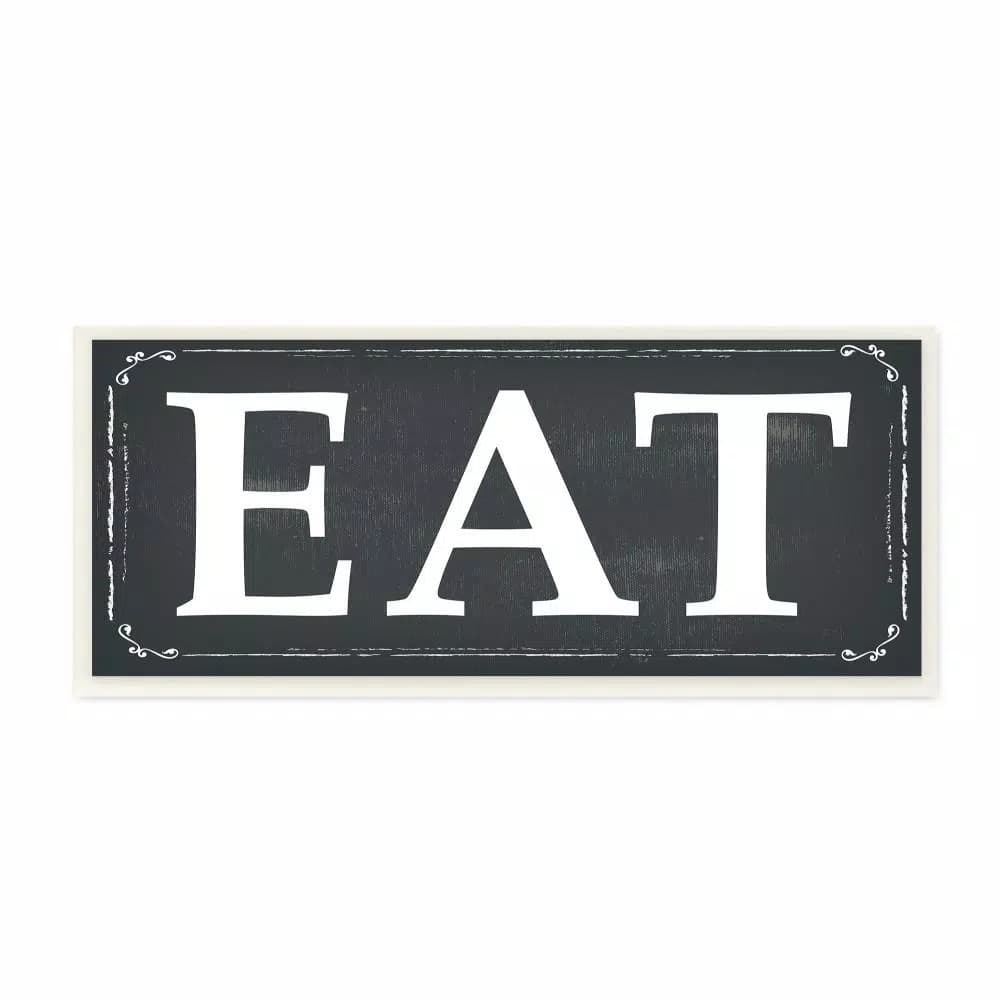 Stupell Industries EAT Black and White Wood Wall Art Sign, 7 in. x 17 in.