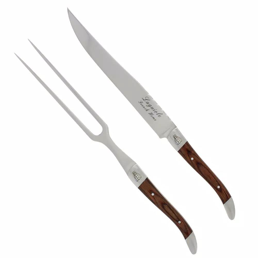 Unbranded Laguiole 2-Piece Pakkawood Carving Set with Stainless Steel Knife and Fork
