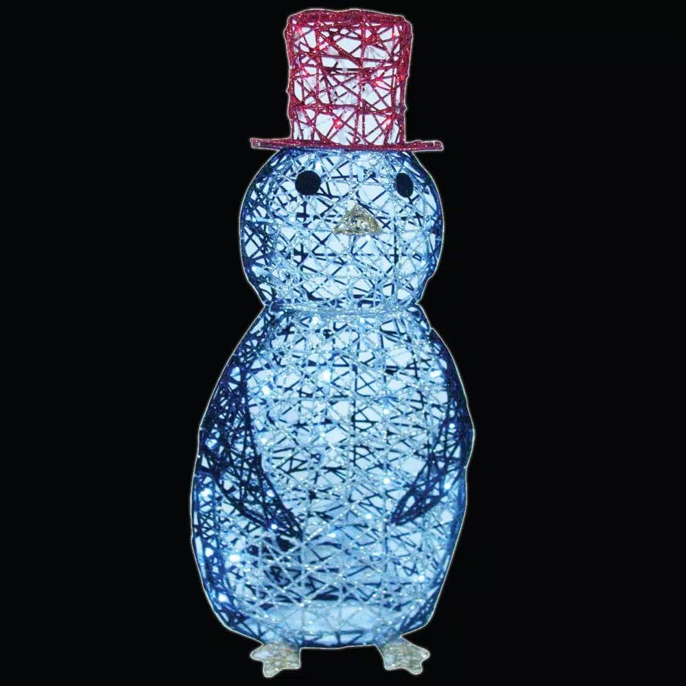 Unbranded Brite Star 32 in. Penguin LED Spun Glitter Wireframe Silhouette Sculpture