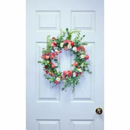Worth Imports 22 in. Pastel Flower Silk Wreath - Peach, Cream and Coral Spring Decor thumbnail 2