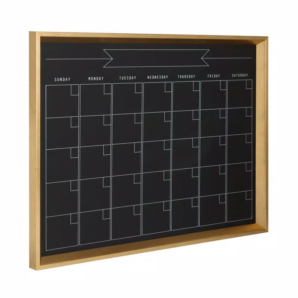 DesignOvation Calter Magnetic Chalkboard Monthly Calendar Memo Board - Modern Framed Wall Organizer