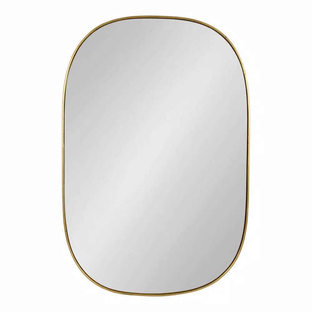 Kate and Laurel Caskill Art Deco Oval Wall Mirror, Gold Leaf Wood Frame, 23.75 x 35.5 in.