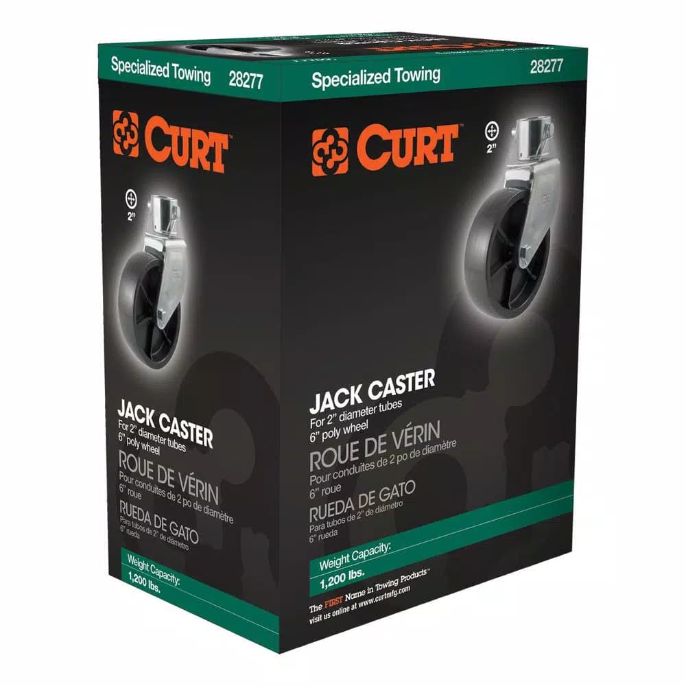 CURT 6" Jack Caster for 2" Diameter Tubes, 1,200 lbs. Capacity