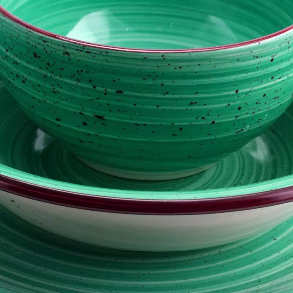Gibson Home 28-Piece Speckle Stoneware Dinnerware Set, Assorted Colors