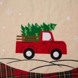 Glitzhome 48 in. Red Truck Embroidered Fabric Christmas Tree Skirt thumbnail 2