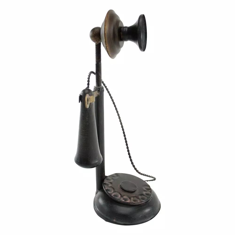 Aspire Home Accents Black Graham Metal Telephone Decorative Collectible - Distressed Black, Purple & Gold