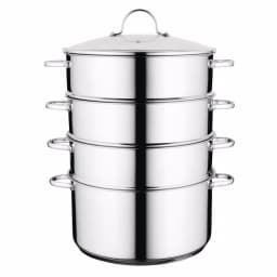 BergHOFF Essentials Comfort 5-Piece Stainless Steel Steamer Cookware Set with Glass Lid thumbnail 1