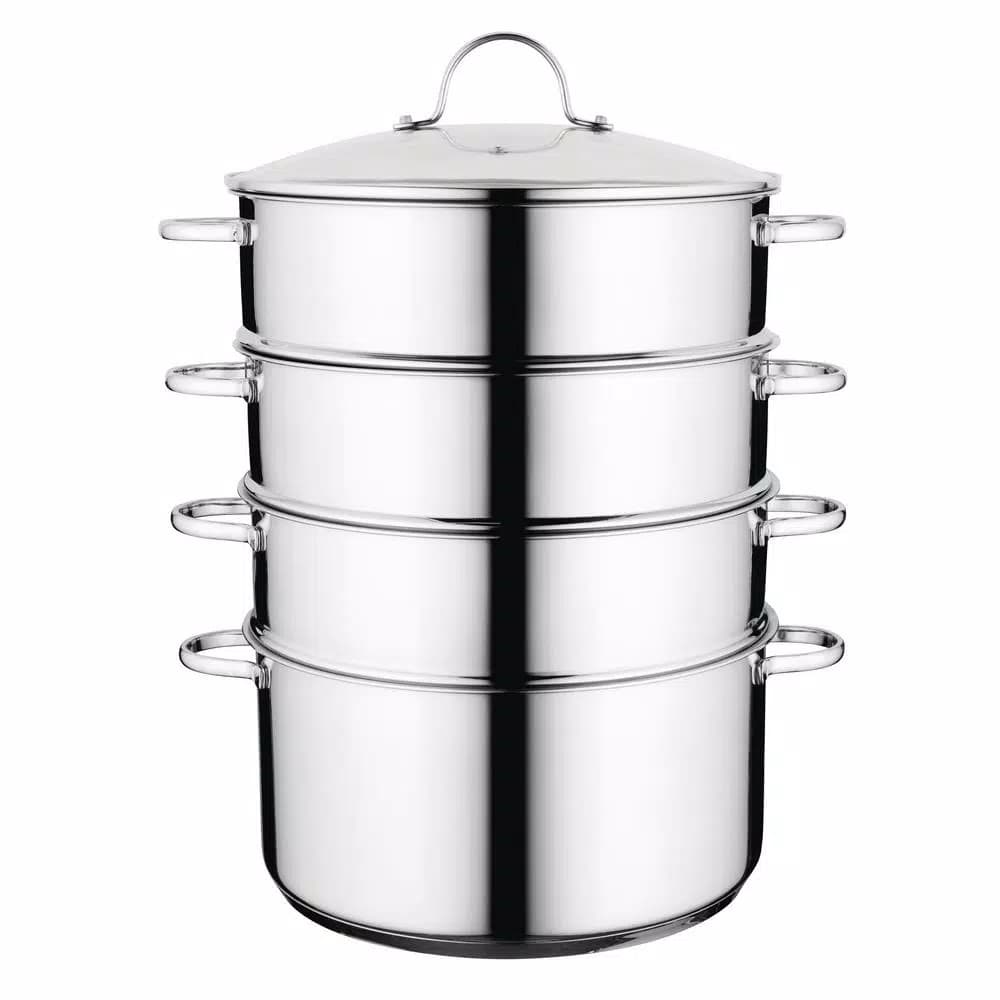 BergHOFF Essentials Comfort 5-Piece Stainless Steel Steamer Cookware Set with Glass Lid