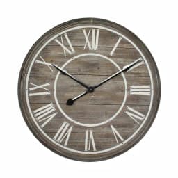 Yosemite Home Decor Rustic Age Distressed Brown Oversized 31-in Wall Clock - Industrial Wood & Metal Design thumbnail 1