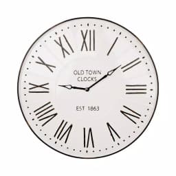 Glitzhome 31.5 in. Oversized Farmhouse Metal Enamel Wall Clock - Antique White thumbnail 1