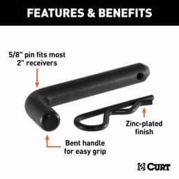 CURT 5/8 in. Hitch Pin for 2 in. Receiver, Black Zinc Finish thumbnail 2
