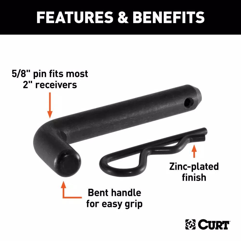 CURT 5/8 in. Hitch Pin for 2 in. Receiver, Black Zinc Finish