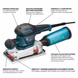 Bosch OS50VC 3.4 Amp Corded Electric Finishing Orbital Sander Kit with Vibration Control thumbnail 2