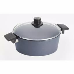 Woll Diamond LITE 5.8 Qt. Round Cast Aluminum Nonstick Casserole Dish with Glass Lid, Gray thumbnail 1