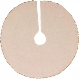 VHC Brands 21 in. Celebrate Bronze Tan Glam Christmas Mini Tree Skirt with Metallic Gold Trim thumbnail 2