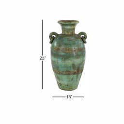 LITTON LANE 23-Inch Distressed Ceramic Amphora Vase - Green, Black, and Yellow Mediterranean Style Floor Vase thumbnail 6