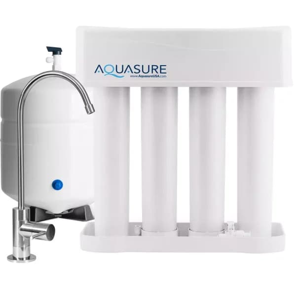Aquasure Premier Series 75 GPD Under Sink Reverse Osmosis Water Filtration System with Brushed Nickel Faucet