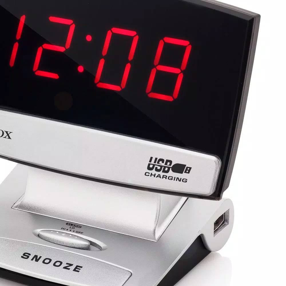 Westclox Digital LED Alarm Clock with USB Charging Port and Snooze