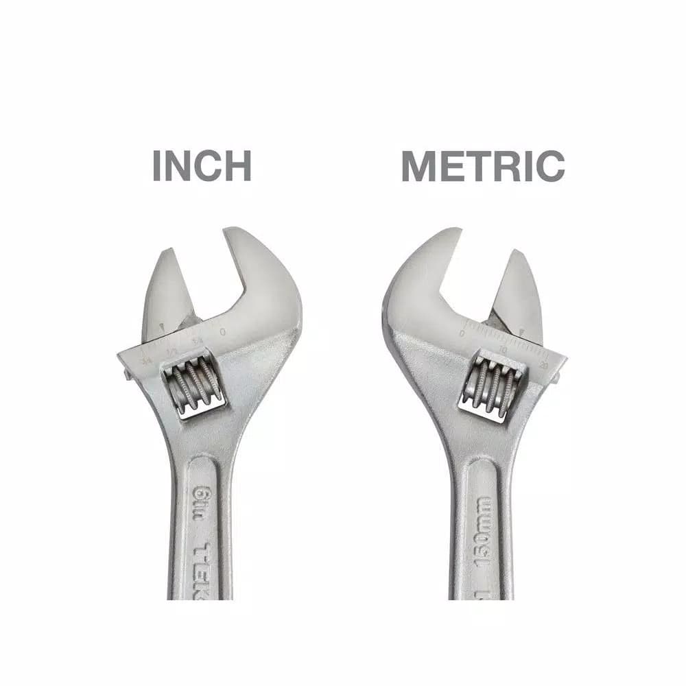 TEKTON 6 in. Adjustable Wrench, Carbon Steel with Satin Chrome Finish