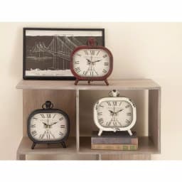 LITTON LANE Set of 3 Vintage Farmhouse Rounded Rectangle Iron Table Clocks - Distressed Red, Black, and White thumbnail 9