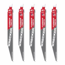 Milwaukee WRECKER 9 in. 6 TPI Carbide Teeth Multi-Material Reciprocating Saw Blade (5-Pack) thumbnail 5