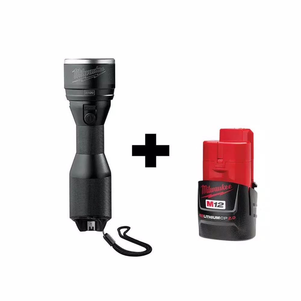 Milwaukee M12 12V Lithium-Ion Cordless LED High Performance Flashlight with 2.0Ah Battery