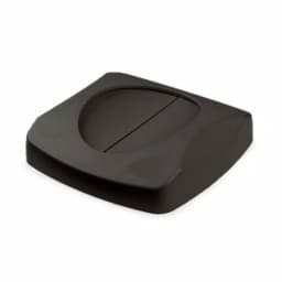 Rubbermaid Commercial Products Untouchable 23 Gal. Black Square Trash Can Swing Top Lid thumbnail 1