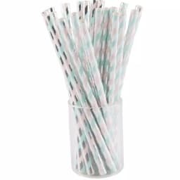 Sugar Plum Party 50-Piece Blue and Pink Assorted Disposable Paper Cocktail Straws thumbnail 2