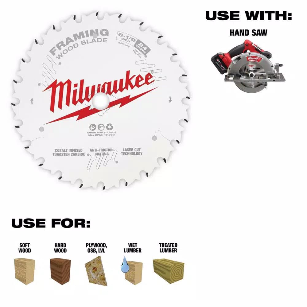 Milwaukee 6-1/2 in. 24-Tooth Framing Circular Saw Blade