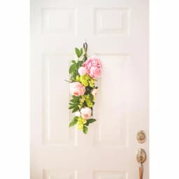 Nearly Natural 24 in. Mixed Pink Peony and Hydrangea Teardrop Floral Swag Wreath thumbnail 3