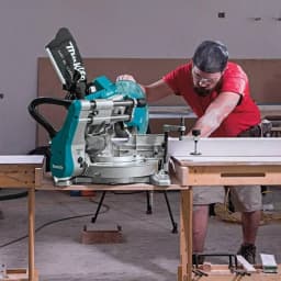 Makita 10 in. Dual-Bevel Sliding Compound Miter Saw X2 LXT Brushless Cordless with Laser and 5.0 Ah Batteries thumbnail 14