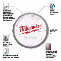 Milwaukee 14 in. 90T Carbide Teeth Thin Metal Cutting Circular Saw Blade thumbnail 3