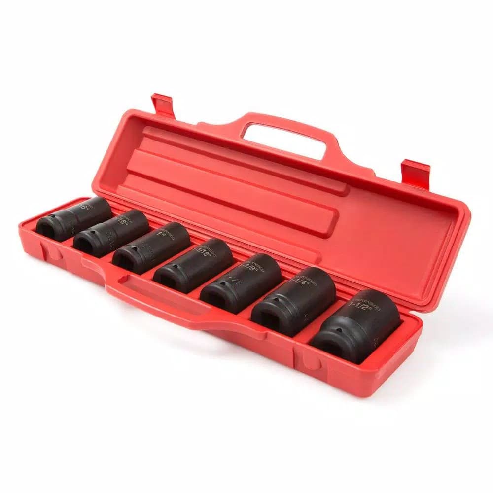 TEKTON 3/4 in. Drive Deep Impact Socket Set, 13/16 in. - 1-1/2 in., 7-Piece SAE Set