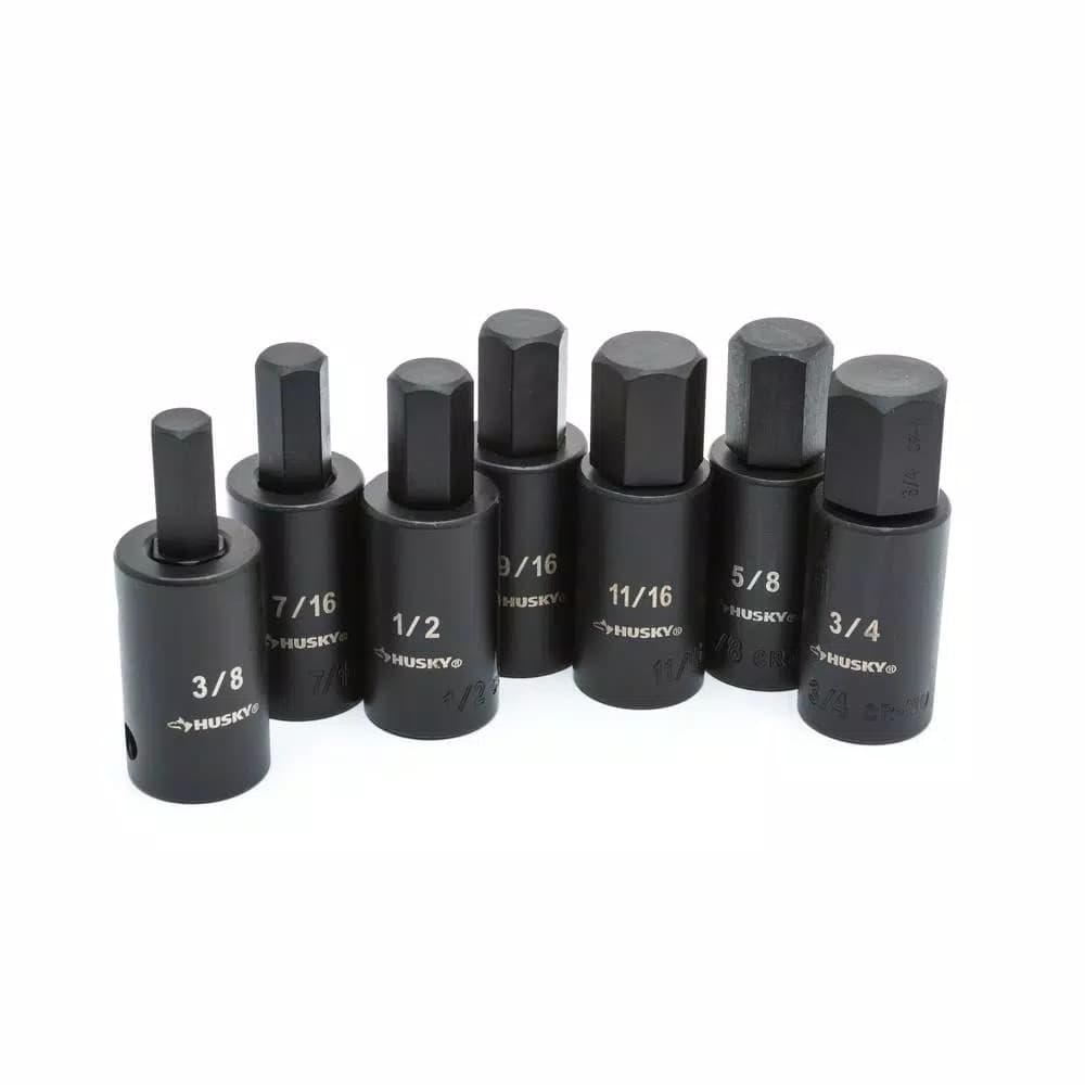 Husky 1/2 in. Drive Hex Bit Impact Socket Set, 14-Piece SAE/Metric