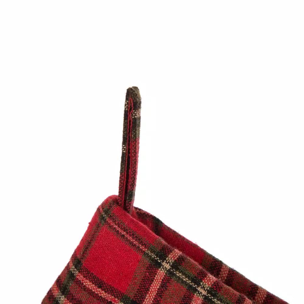 Glitzhome 21 in. Polyester Embroidered Linen Style Christmas Stocking Set, 2-Pack