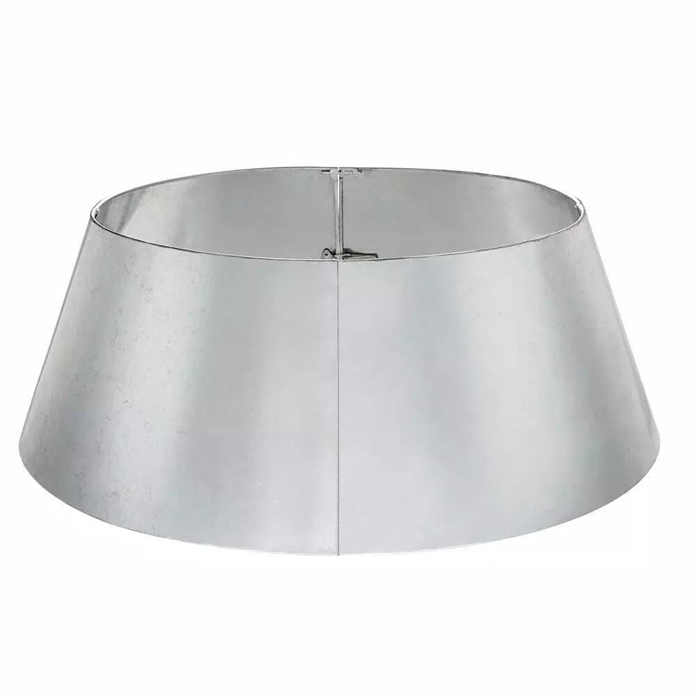 Home Accents Holiday 27 in. Galvanized Steel Christmas Tree Collar, Silver Metal Tree Stand Cover