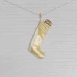 VHC Brands 20 in. Creme Memories Glam Christmas Stocking with Gold and Ivory Ribbon Embellishments thumbnail 2