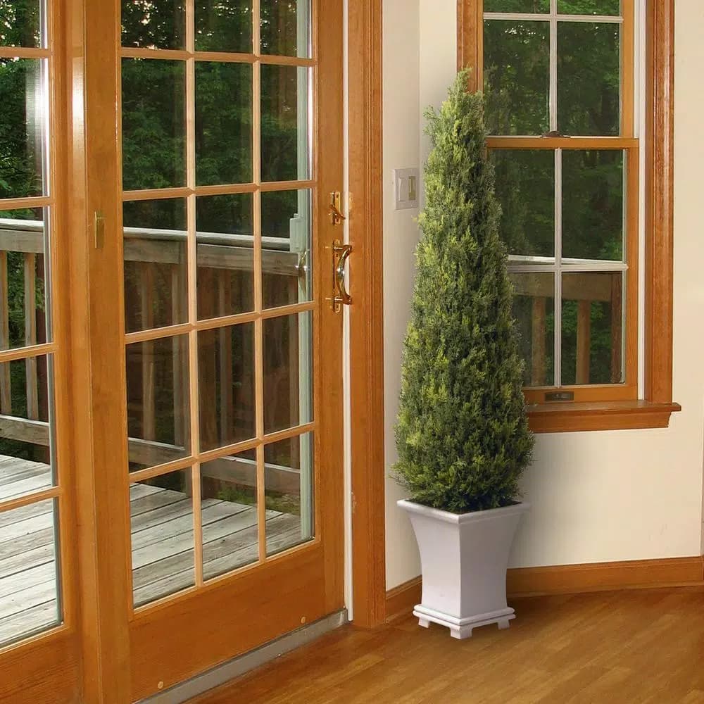 National Tree Company 42 in. Artificial Juniper Tree in White Pot - Indoor/Outdoor Topiary