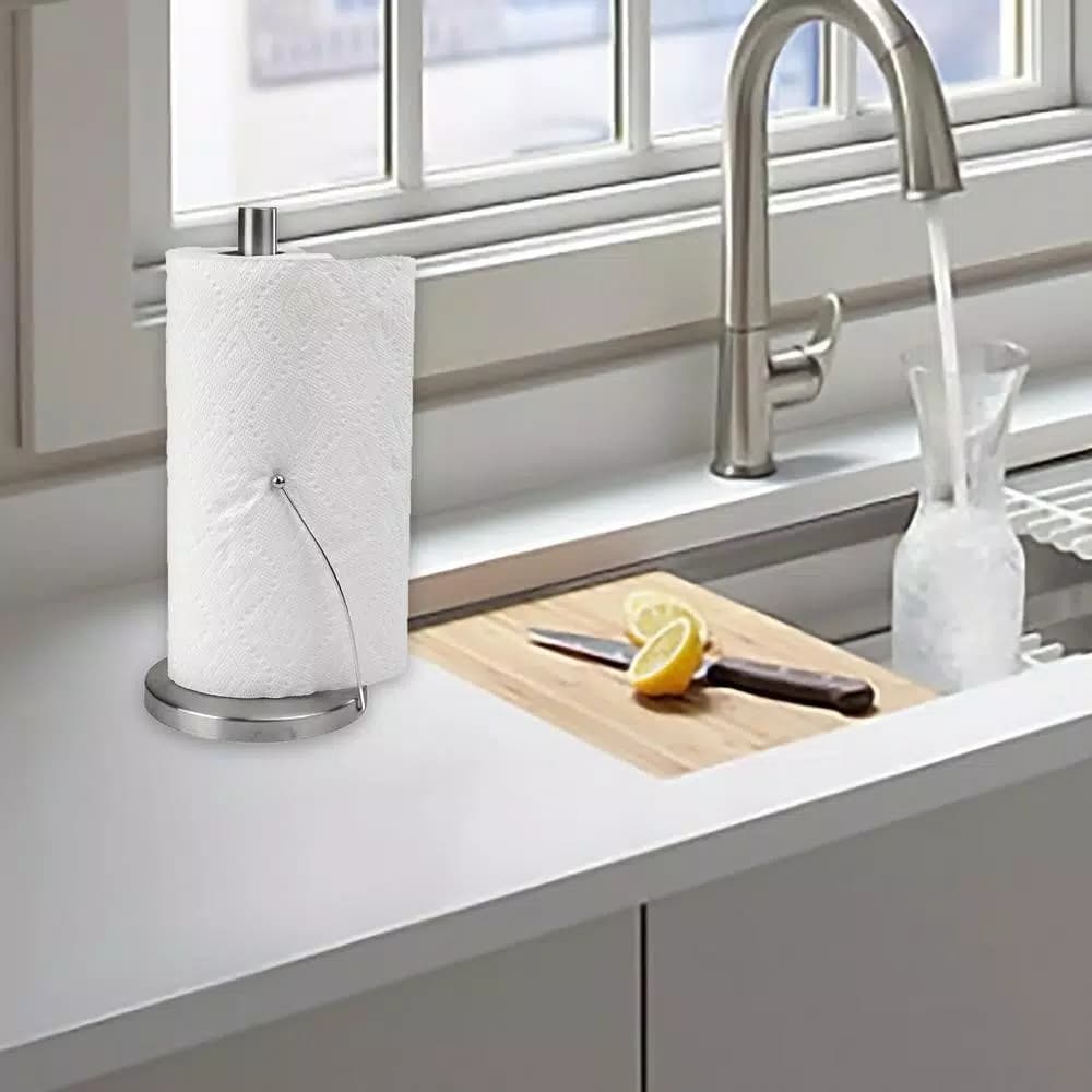 Mind Reader Stainless Steel Free Standing Paper Towel Holder - Heavy Base Silver