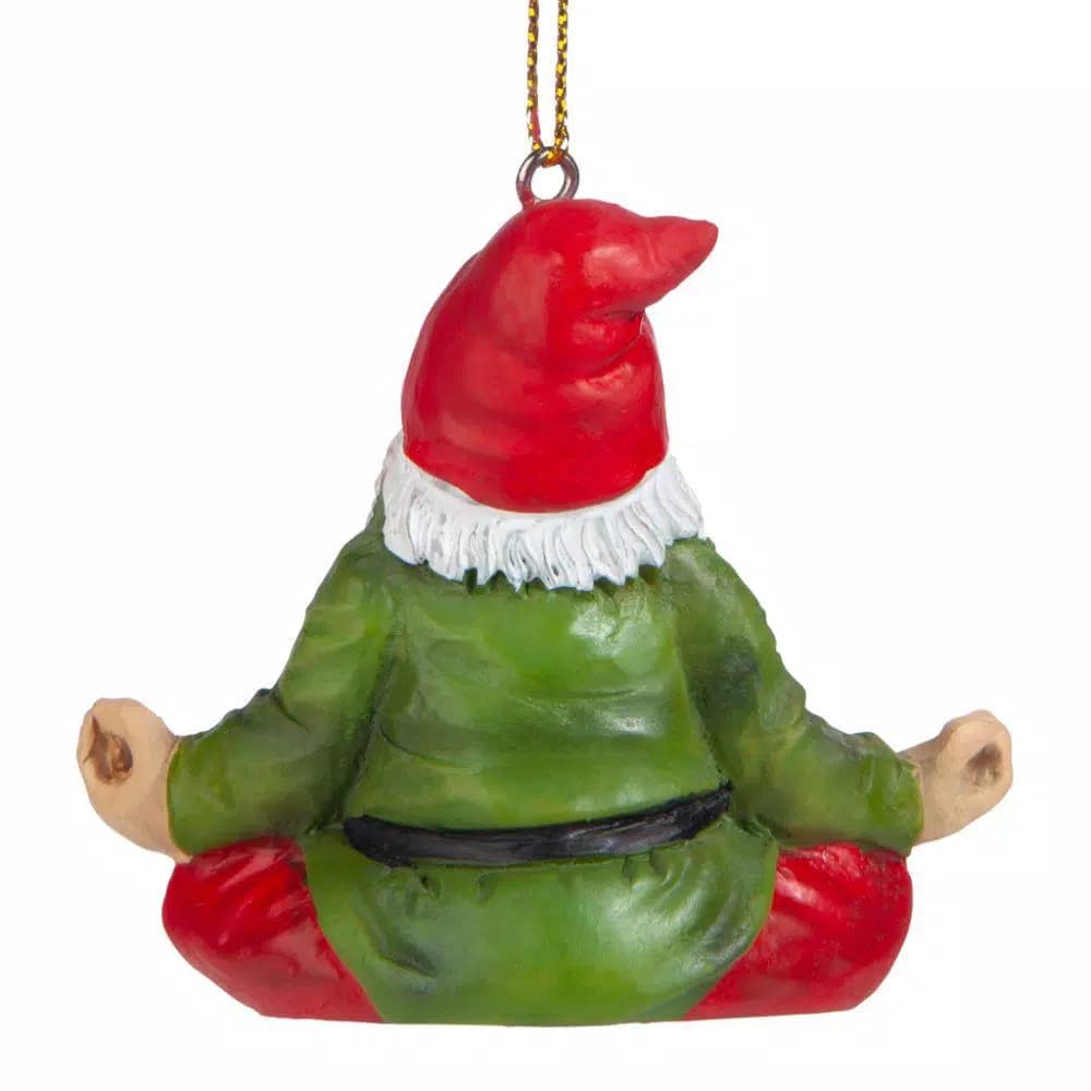 Design Toscano Zen Gnome Holiday Ornament - Hand Painted Resin Christmas Tree Bauble